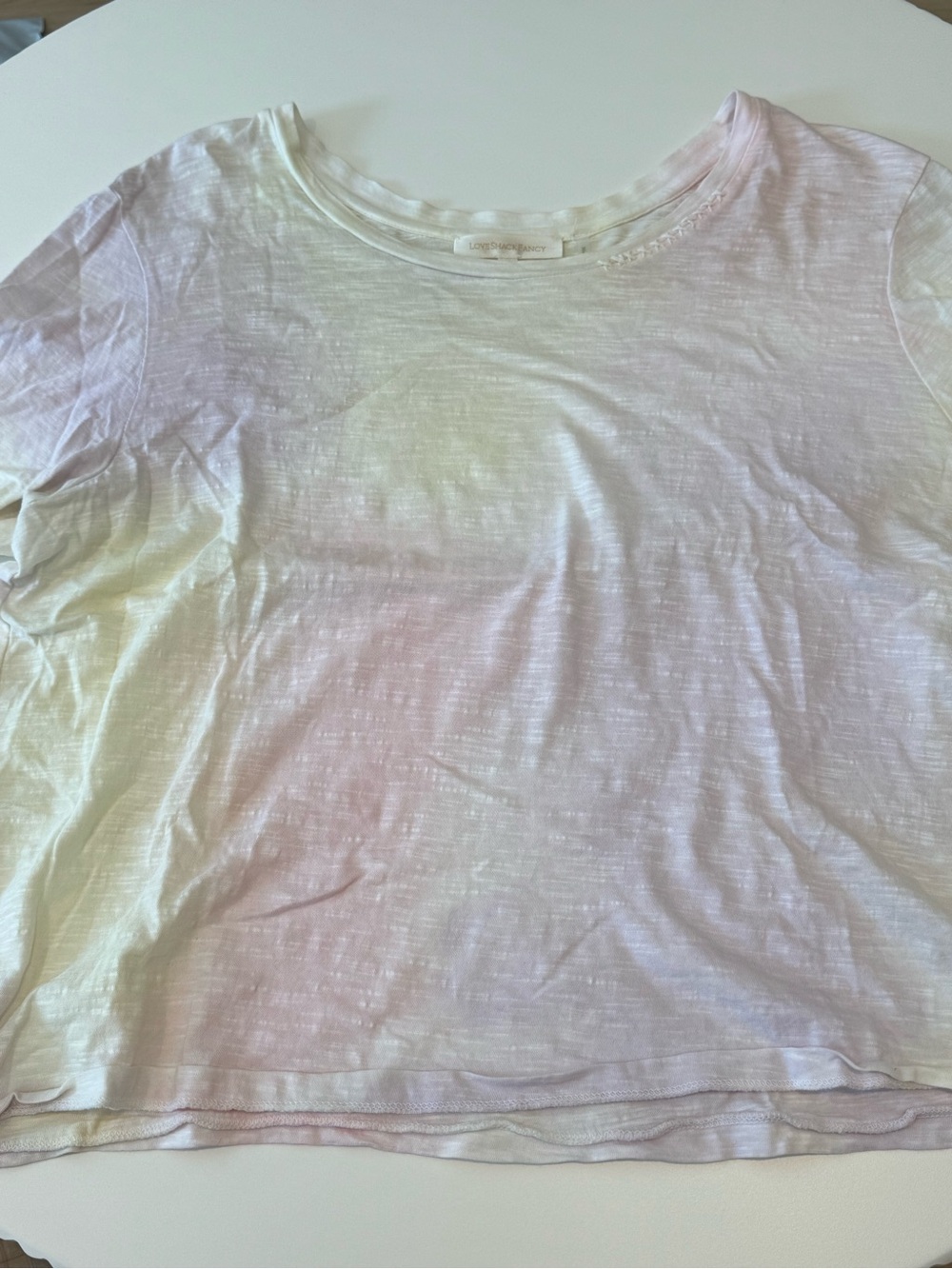 LoveShackFancy Pastel Pink Short Sleeve Crewneck Tee
